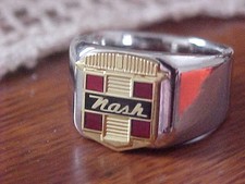 1950 NASH CREST LOGO SILVER CHROME RING #11 NOS HI- QUALITY CLASS picture
