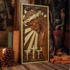 Hand Carved Jesus Crucifixion Religious Christian Church Wall Jesus Home Decor W picture