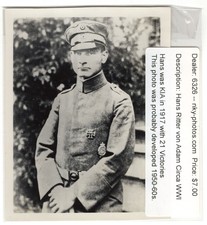 WWI German Ace Hans Ritter von Adam KIA 21 Vic. Photo Airphotos of Jamestown NY picture