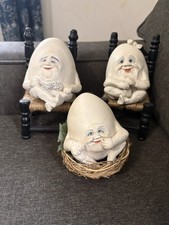 Vtg 1993 Allyson Nagel Egbert Humpty Dumpty Egg Statue set of 3 picture
