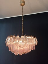Elegant Murano Poliedri Chandelier - Carlo Scarpa - pink glasses picture