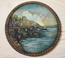 antique 1800's Wilhelm Schiller Sohn oil terracotta wall plate plaque sculpture picture