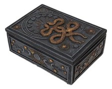 Wicca Occult Phases Of The Moon Celestial Astrology 2 Serpent Snakes Trinket Box picture