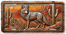 Coyote Desert Scene License Plate – Rustic Southwestern Car Tag – LP-WE007 picture