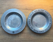 2 Vintage Wilton Columbia PA Metal Plates Health Love Wealth Motto 9