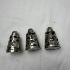3 VINTAGE STERLING SILVER 925  SALT & PEPPER SHAKERS ENGRAVED FLOWERY DESIGN picture