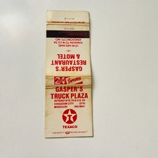 Gasper's Truck Plaza Restaurant Kingdom City MO Vintage Matchbook Cover TMB90-4 picture