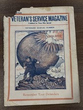 Rare 1920s Veteran’s Service Magazine Veterans Bureau WWI Political Cartoons picture