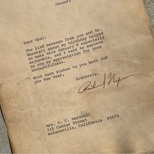 Vtg President Richard Nixon Signed January 28th 1971 White House Official Letter picture