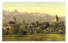Thun Switzerland Castle and Church Standard Postcard COPY RPPC picture