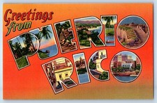 c1950's Greetings From Puerto Rico Large Letters Unposted Vintage Postcard picture