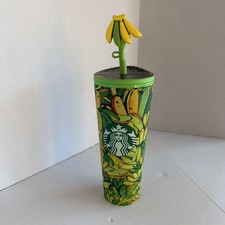 NEW Starbucks x Farm Rio 24oz Tropical Yellow Green Banana 2025 Cold Cup & Straw picture
