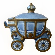 Vintage Erphila Fayence Germany Blue and Gold Princess Carriage Ceramic picture