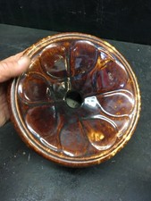 1800s Woman's Brown Glaze Pottery Cuspidor Spittoon picture