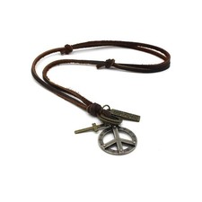 Caiyao Arrow Double Rings Cirles Ox Horn Pendant Necklace Vintage Real Cowhid... picture