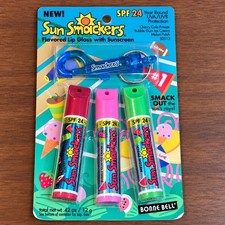 Vintage Bonne Bell Sun Smackers Lip Gloss SPF 24 3 Pack With Keychain Sealed NOS picture