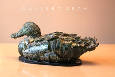 VINTAGE MID CENTURY ABSTRACT GLASS DUCK SCULPTURE 50S 60S MCM ART ORIG BOHO picture