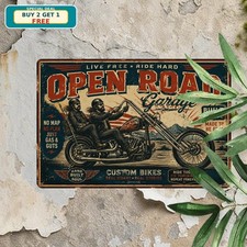 David Mann Motorcycle Rider Biker Chopper Culture Garage Metal Tin Sign Plaque picture