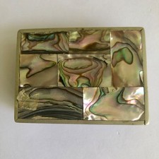 Vintage Abalone shell trinket box  hinged picture