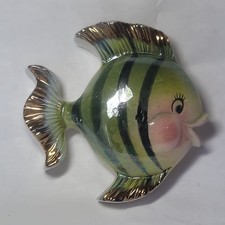 50's Vintage Bradley Pink Ceramic Fish Wall Pocket MCM Kitsch Bathroom Retro Mod picture