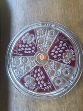 Vintage ANNA HUTTE lead crystal cake plate..1950's picture