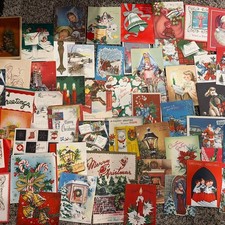 Vintage 1950s Christmas Holiday Greeting Cards Lot Of 59 picture