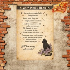 Waiting at the Door Cat Memorial Metal Sign 8x12 Pet Sympathy Wall Plaque picture