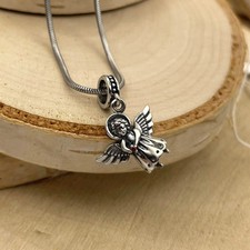 925 Sterling Silver Blessed Guardian Angel Pendant on a Snake Chain Religious picture