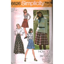 Vintage Simplicity 6626 Misses Skirt and Pantskirt Sewing Pattern Sz 14 Waist 28 picture