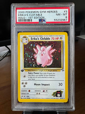 PSA 8 Erika's Clefable 1st Edition 3/132 Gym Heroes Holo Rare Pokémon WOTC 2000 picture