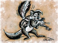 Dick Duerrstein SIGNED Pepe Le Pew Cest Lamour Giclee Canvas Lt Ed 50 2004 - OH picture