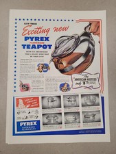 1941 VTG Original Magazine Ad PYREX Glass Exciting New Flameware Teapot picture