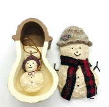 1998 Linda L Baldwin Enesco Snowman Snownickle Trinket Box With Surprise Inside picture