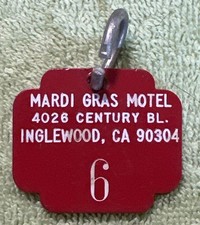 Vintage Keychain Mardi Gras Motel - Inglewood CA Room 6 picture