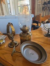 Vintage Dutch Made Brass Bulkhead Mounted Gimbal Oil Parlor Lantern, D.H.R,... picture