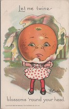 Artist Postcard Exaggeration Blossoms Round Your Head E Curtis Giant Orange Head picture