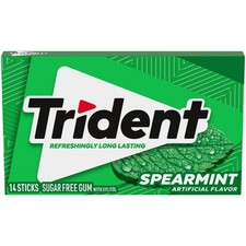 Trident Spearmint Sugar-Free Chewing Gum, 14 14 Count (Pack of 1), Green picture