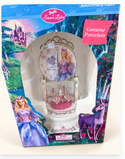 2003 Barbie of Swan Lake Porcelain Anniversary Clock Glass Dome Boxed picture