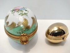 Vintage Limoges Egg Shaped Trinket Box with Inner Egg Box Made in France picture