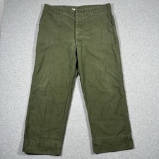 Vintage Vietnam War OG 107 Pants Mens 42x33 (Fit 40x29) Baker 60s Sateen Fatigue picture