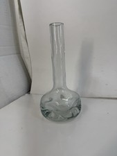 Art Deco Style Clear Glass Bud Vase - 8” Tall - Weighted Dimpled Pina Base picture