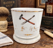 Antique Porcelain Carpenter Occupational Shaving Mug Hammer picture