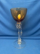 VINTAGE CAMBRIDGE NUDES AMBER LIQUOR COCKTAIL GLASS CLEAR NUDE STEM STATUESQUE picture