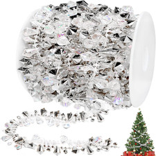 16Ft Christmas Garland Christmas Tree Silver Bead Decor, Clear Iridescent picture