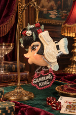 Katherine's Collection Gambling King Elvis Kissing Fish Ornament Vintage 1990s picture