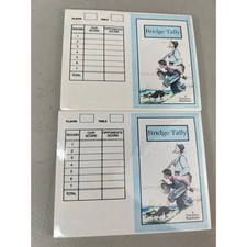 NEW Set of 2 Vintage Norman Rockwell Bridge Tally Cards Fishing Illustration picture