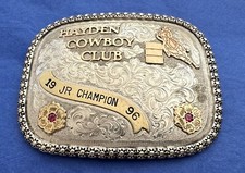 VTG Premium Sterling Silver OL 1996 Jr Champion Hayden Cowboy Trophy Belt Buckle picture