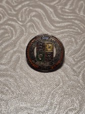 1887 Queen Victoria Jubilee Enameled Silver Shilling Coin Brooch picture