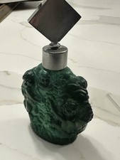 Art Deco Malachite Green Glass Curt Schlevogt Perfume Bottle Czech picture