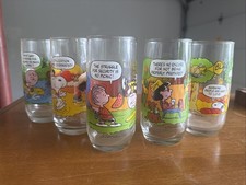 Vintage 1983 McDonald's Peanuts Camp Snoopy Collectors Glasses Complete Set of 5 picture